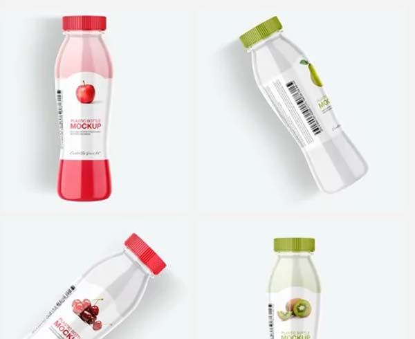 Rounded Glossy Plastic Bottle Mockups