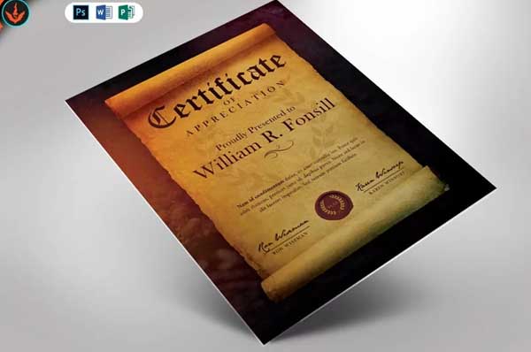 Royal Scroll PSD Certificate Template