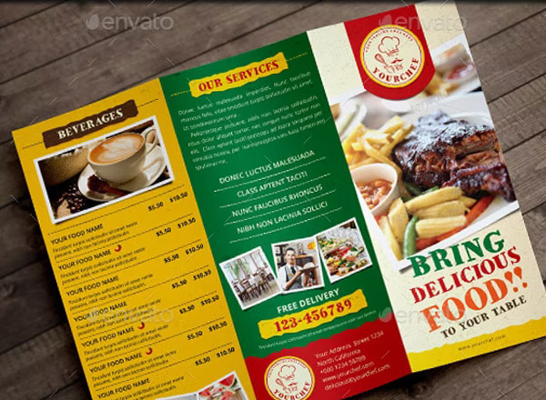 Rustic Trifold Restaurant Brochure and Menu