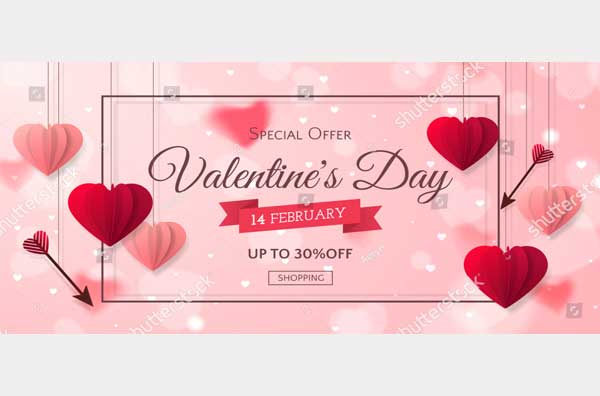 Sale Horizontal Banner for Valentine’s Day