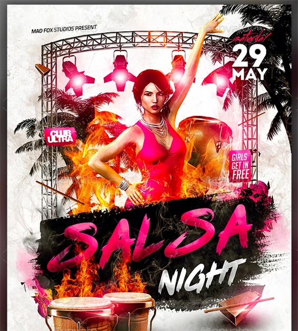 Salsa Night PSD Party Design Flyer