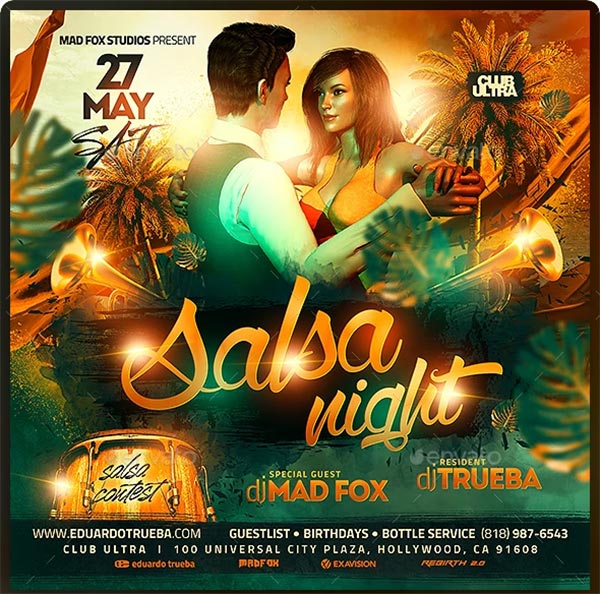 Salsa Night Party Flyer PSD Design