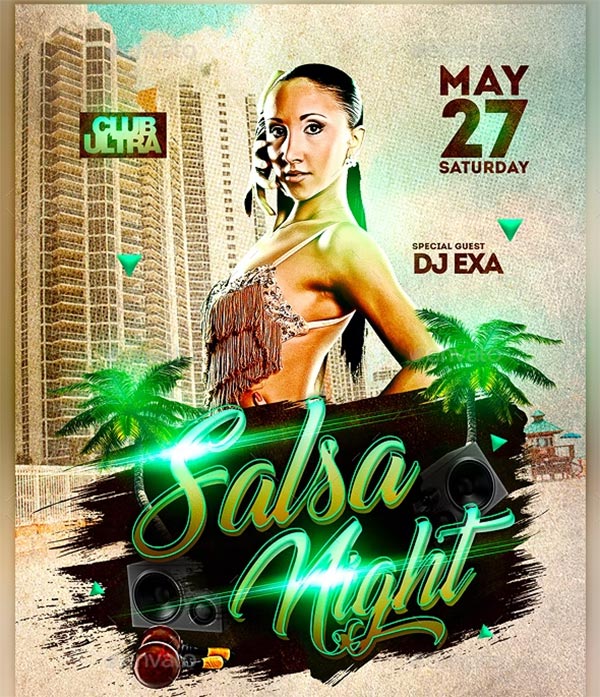 Salsa Night Party PSD Flyer Design