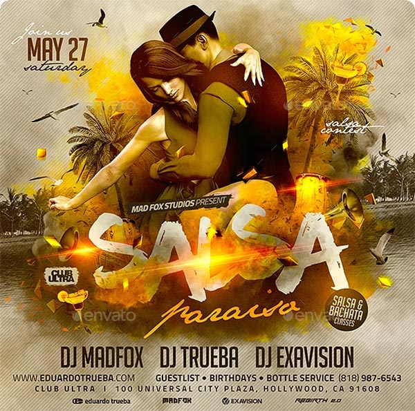 Salsa Paraiso Latin Party Flyer