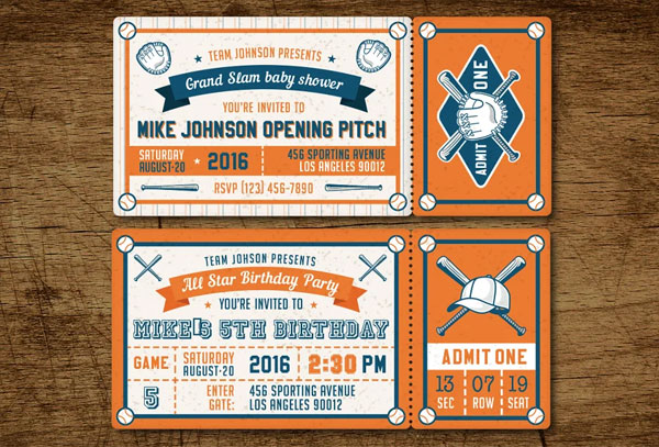 Sample Baseball Ticket Party Invites