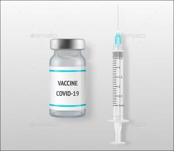 Sample Bottle and Syringe COVID-19 Vaccine Mockup
