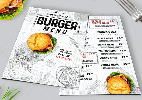 Sample Burger Menu Template