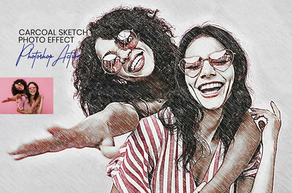 Sample Charcoal Sketch Photoshop Actions