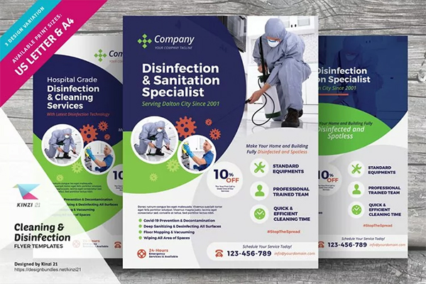 Sample Cleaning & Disinfection Services Flyer Templates