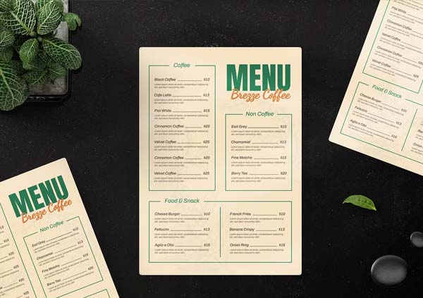 Sample Coffee Menu Template