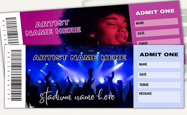 Sample Concert Ticket Template Word Download