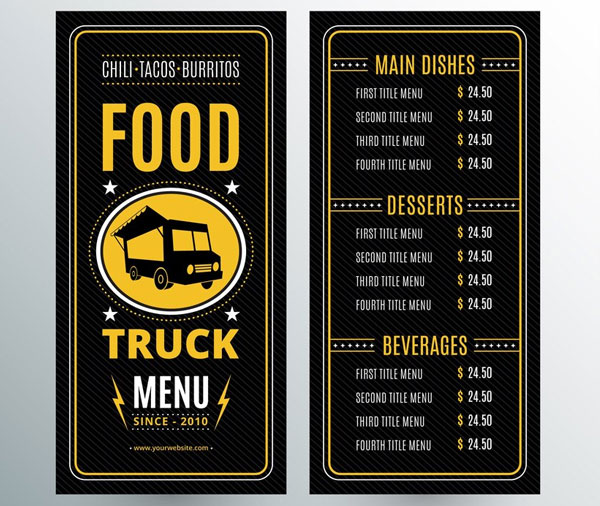 Sample Food Truck Menu Template Free Download