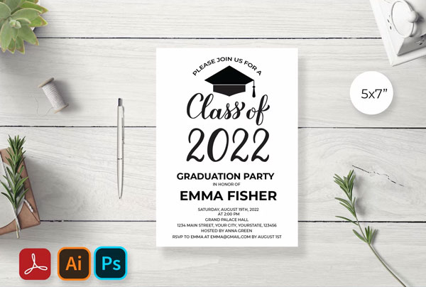 Sample Graduation Invitation Editable Design