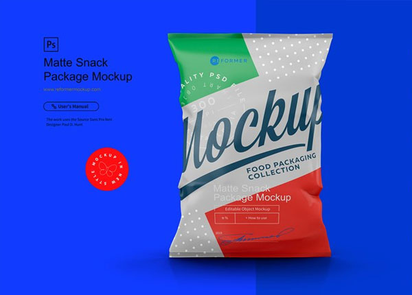 Sample Matte Snack Package Mockup