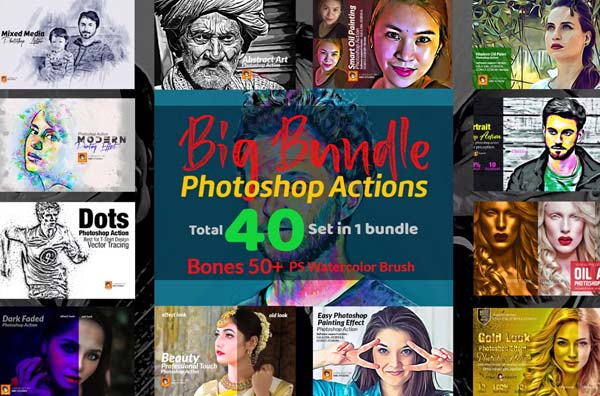 Sample Oil Paint Photoshop Actions Bundle