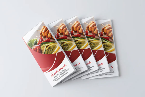 Sample Restaurant Menu Tri-fold Brochure