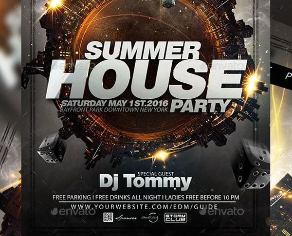 Sample Summer House Party Flyer Template