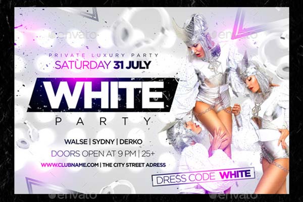 Sample White Party Flyer Printable Template