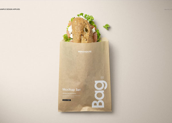Sandwich Snack Paper Bag Mockup Set
