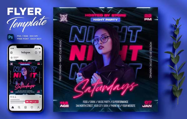 Saturday Night Flyer Design Template