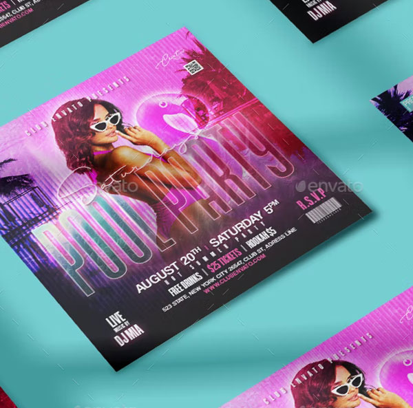 Saturday Pool Party Flyer Template
