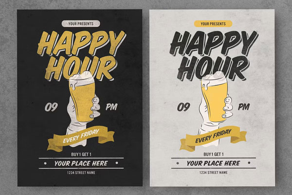 Seafood Colorful Chalkboard Menu Poster