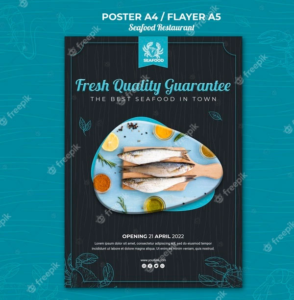 Seafood Restaurant Flyer Template Free Psd