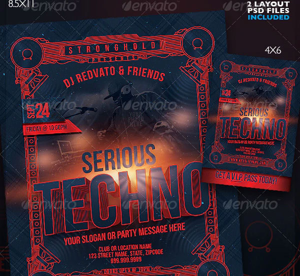 Serious Techno Nightclub Event Flyer Template