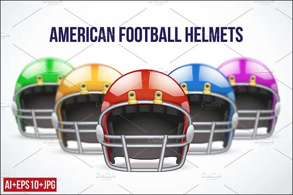 Set of American Football Helmets Mockup