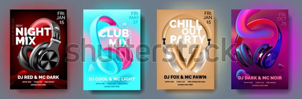 Set of Dj Party Instagram Flyer Templates