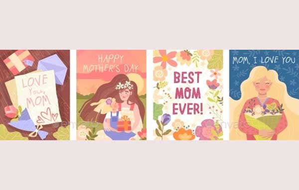 Set of Four Mothers Day Card Designs