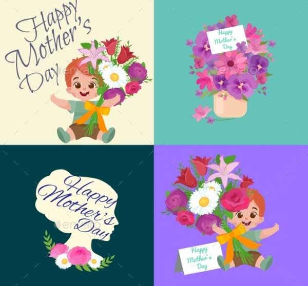 Set of Happy Mothers Day Cards