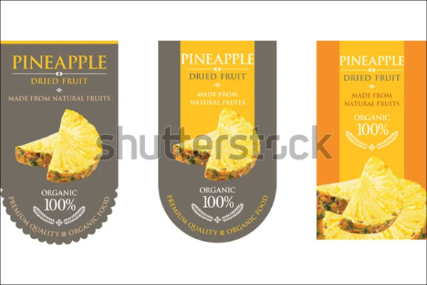 Set of Juice Label Pineapple Dried