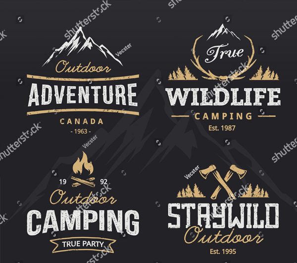 Set of Vintage Outdoor Adventure Logo Templates