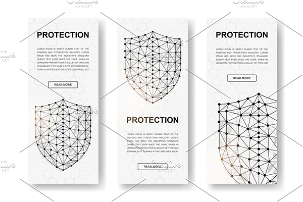 Set of three Shields Banners Template