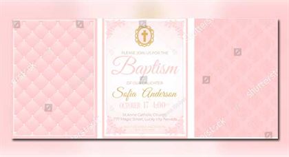 Set of Illustration for Baby Girl Christening Banner Templates