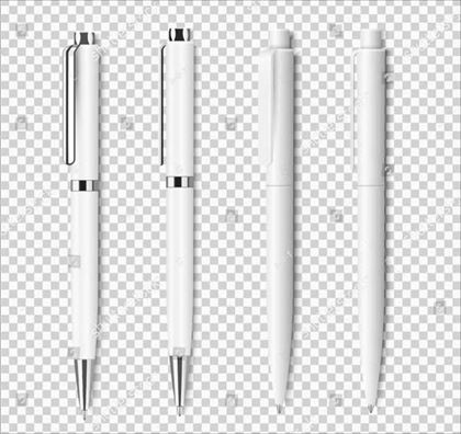 Set of White Realistic Pen Mockup