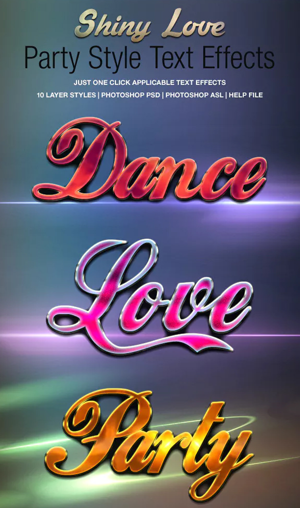 Shiny Love Party Style Text Effects For Photoshop
