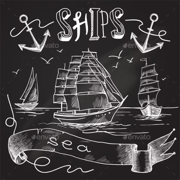 Ship Chalkboard Poster Template