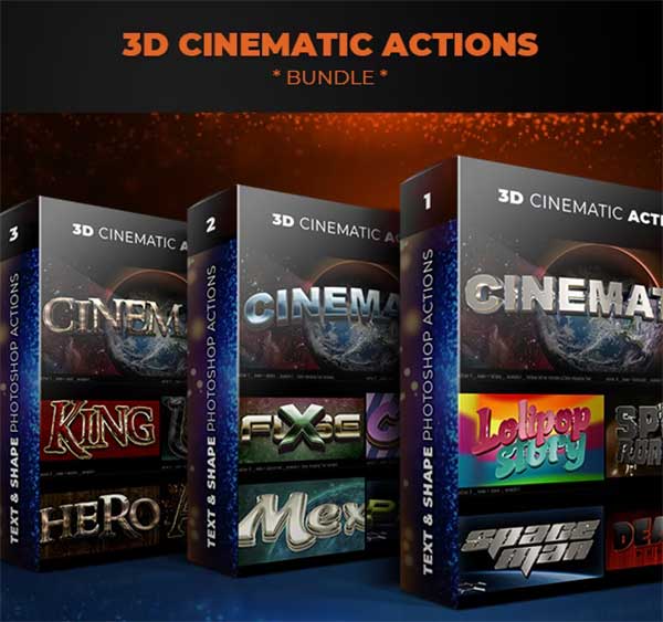 Simple 3D Cinematic Text Photoshop Actions