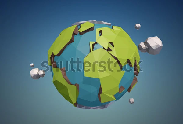 Simple 3D Low Poly Earth Globe