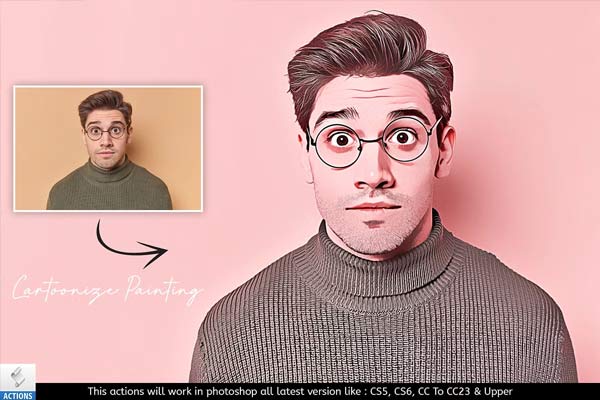 Simple Cartoon Painting PSD Action Template