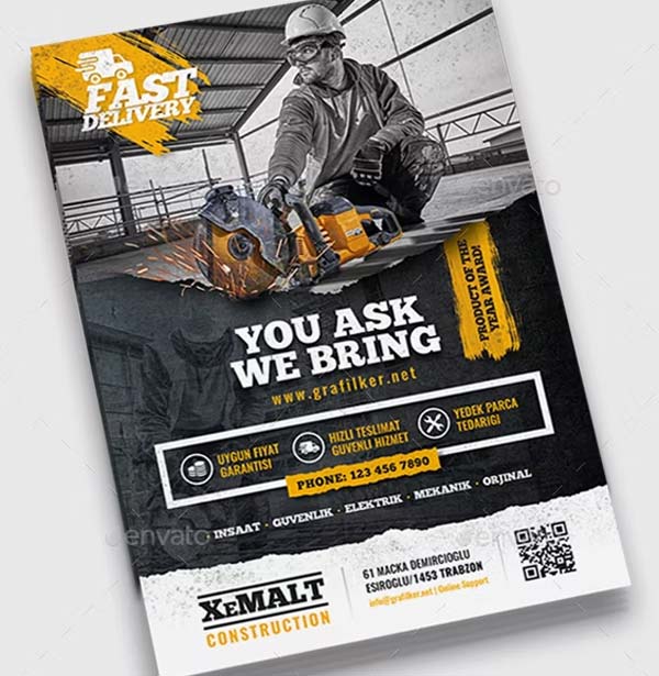 Simple Construction Flyer Template