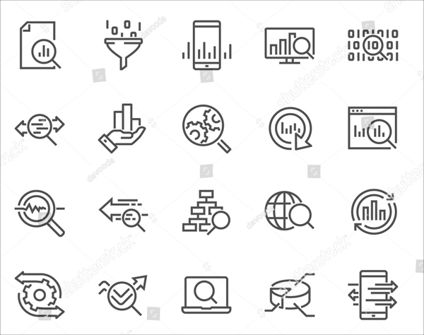 Simple Data Analysis Vector Icons