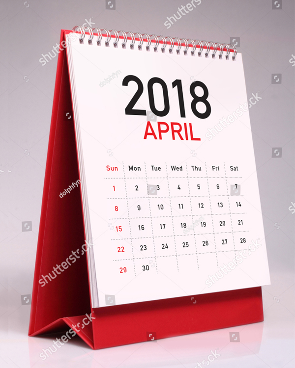 Simple Desk Calendar for 2018