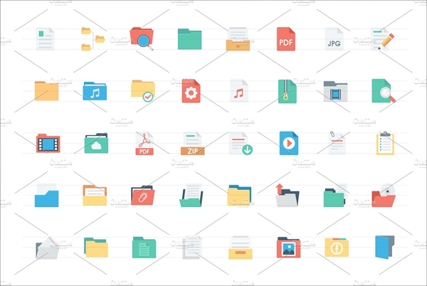 Simple Flat Files and Folders Icons