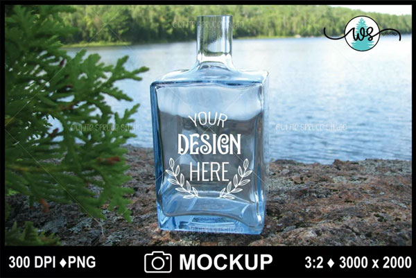Simple Glass Bottle Mockup