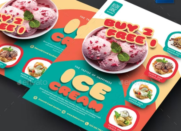 Simple Ice Cream Menu Flyer Template