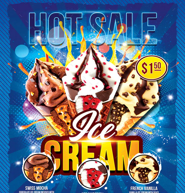 Simple Ice Cream Restaurant Menu Flyers