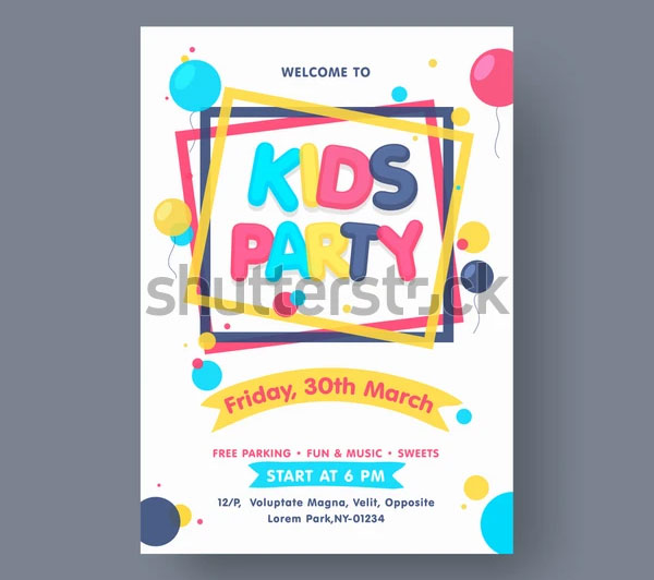 Simple Kids Party Flyer Design